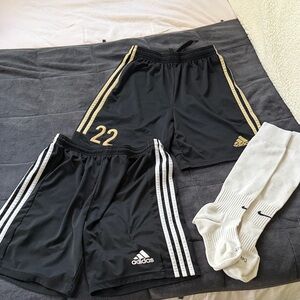 Adias boys soccer short bundle - 2 pairs, sz XL